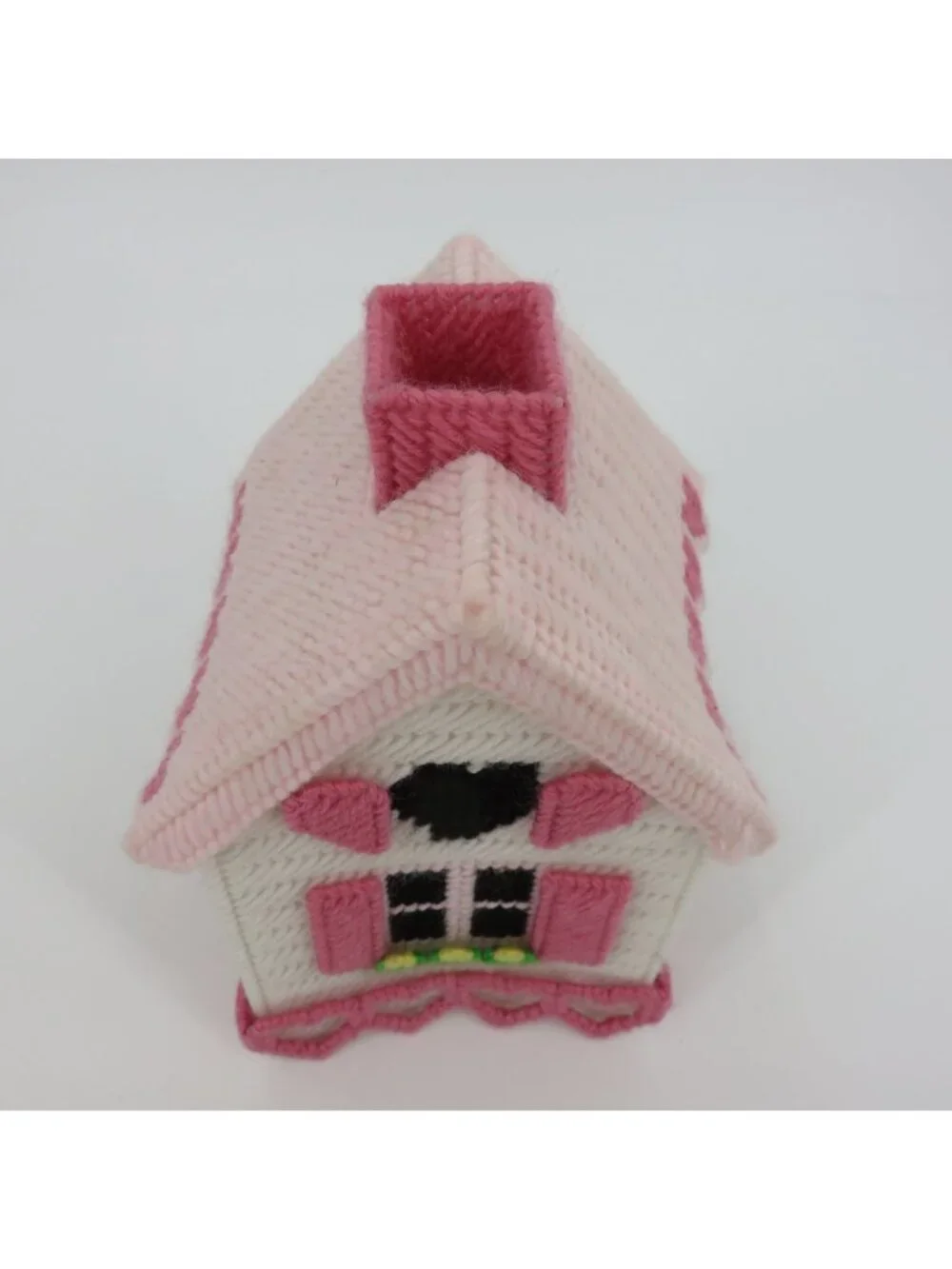 Handmade Pink Hearts Granny Cottage Tissue Box Cover Bathroom Decor Grandma Chic